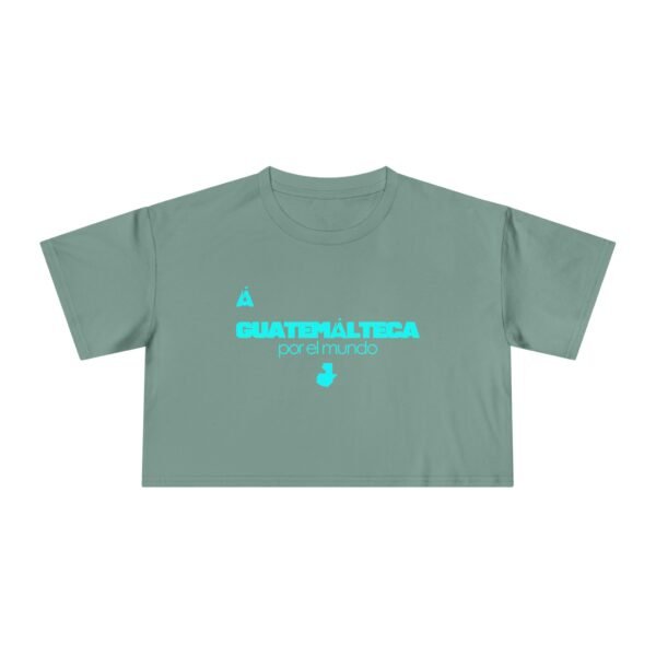 Chic Women's Crop Tee with Turquoise Geometric Design, Stylish Summer Top, Trendy Women's Tee, Casual Wear, Perfect for Festivals, Gifts
