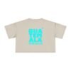 Chic Women's Crop Tee with Turquoise Geometric Design, Stylish Summer Top, Trendy Women's Tee, Casual Wear, Perfect for Festivals, Gifts
