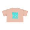 Chic Women's Crop Tee with Turquoise Geometric Design, Stylish Summer Top, Trendy Women's Tee, Casual Wear, Perfect for Festivals, Gifts
