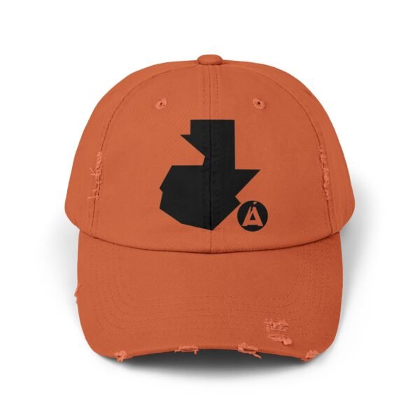 Gorra unisex desgastada y diseño de GUATE, perfecta para aventuras al aire libre.