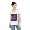 Retro V-Neck T-Shirt with 80's Neon Design, Fun Casual Wear, Perfect for Retro Parties, Birthdays, Gifts for Nostalgia Lovers