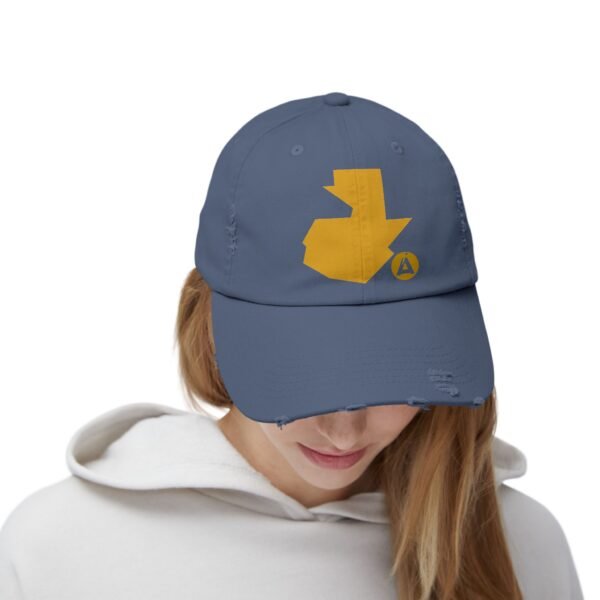 Gorra unisex desgastada y diseño de GUATE, perfecta para aventuras al aire libre.