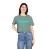 Chic Women's Crop Tee with Turquoise Geometric Design, Stylish Summer Top, Trendy Women's Tee, Casual Wear, Perfect for Festivals, Gifts