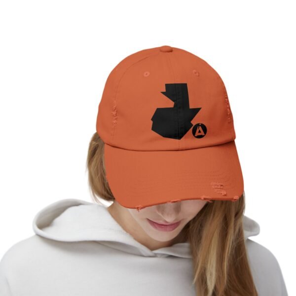 Gorra unisex desgastada y diseño de GUATE, perfecta para aventuras al aire libre.