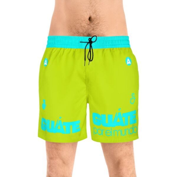 Turquoise Graphic Swim Shorts for Men | Stylish Beachwear, Summer Swim Trunks, Vacation Shorts, Pool Party Attire, Men's Swimwear