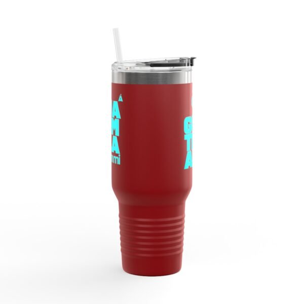 Elegante taza térmica de GUATE, ideal para quienes disfrutan de sus bebidas en movimiento.