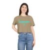 Chic Women's Crop Tee with Turquoise Geometric Design, Stylish Summer Top, Trendy Women's Tee, Casual Wear, Perfect for Festivals, Gifts
