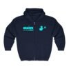 Sudadera deportiva unisex con capucha y cremallera completa con el espíritu futbolístico guatemalteco.