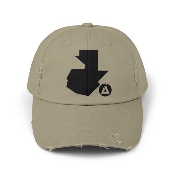 Gorra unisex desgastada y diseño de GUATE, perfecta para aventuras al aire libre.