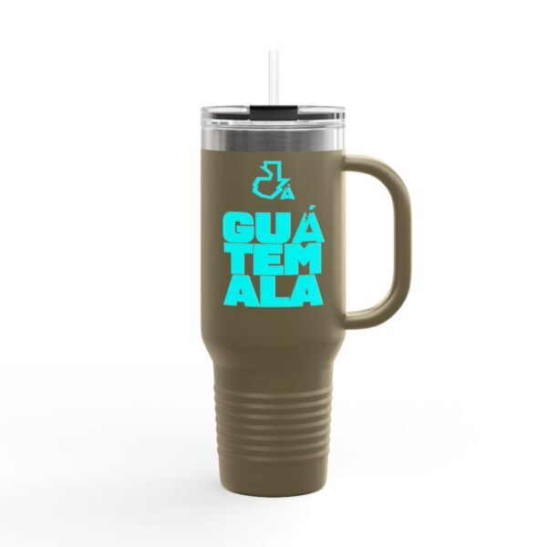 Elegante taza térmica de GUATE, ideal para quienes disfrutan de sus bebidas en movimiento.