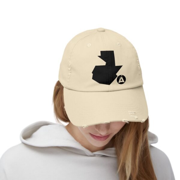 Gorra unisex desgastada y diseño de GUATE, perfecta para aventuras al aire libre.