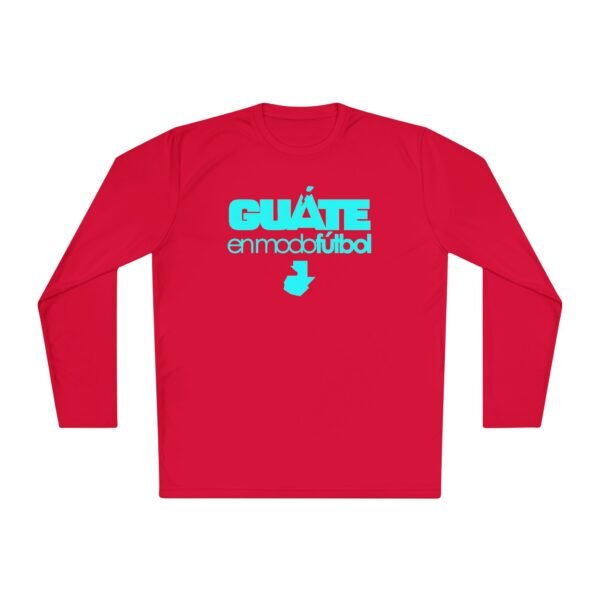 Camiseta unisex ligera manga larga espíritu guatemalteco perfecta para cualquier aficionado al fútbol.