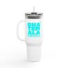 Elegante taza térmica de GUATE, ideal para quienes disfrutan de sus bebidas en movimiento.