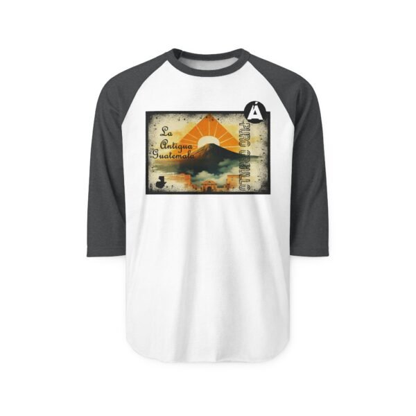 Camiseta de La Antigua Guatemala, manga tres cuartos estilo retro, unisex, para viajeros, ropa de aventura única.