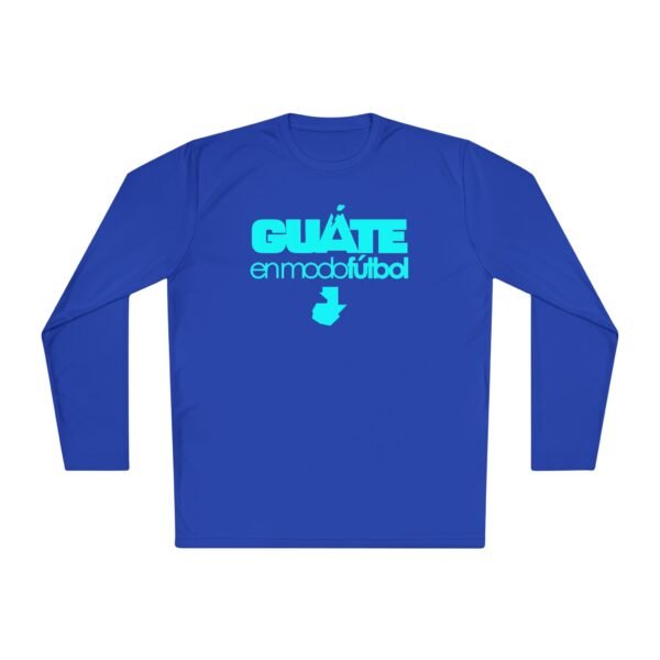 Camiseta unisex ligera manga larga espíritu guatemalteco perfecta para cualquier aficionado al fútbol.