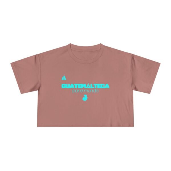Chic Women's Crop Tee with Turquoise Geometric Design, Stylish Summer Top, Trendy Women's Tee, Casual Wear, Perfect for Festivals, Gifts