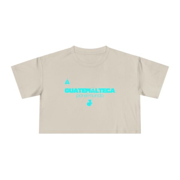Chic Women's Crop Tee with Turquoise Geometric Design, Stylish Summer Top, Trendy Women's Tee, Casual Wear, Perfect for Festivals, Gifts