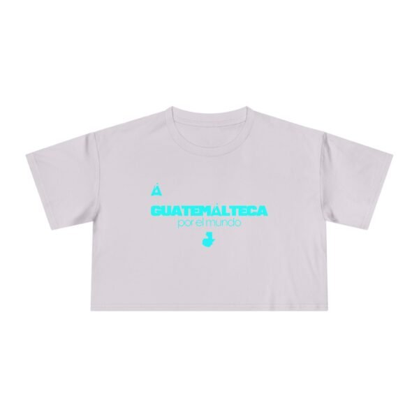 Chic Women's Crop Tee with Turquoise Geometric Design, Stylish Summer Top, Trendy Women's Tee, Casual Wear, Perfect for Festivals, Gifts