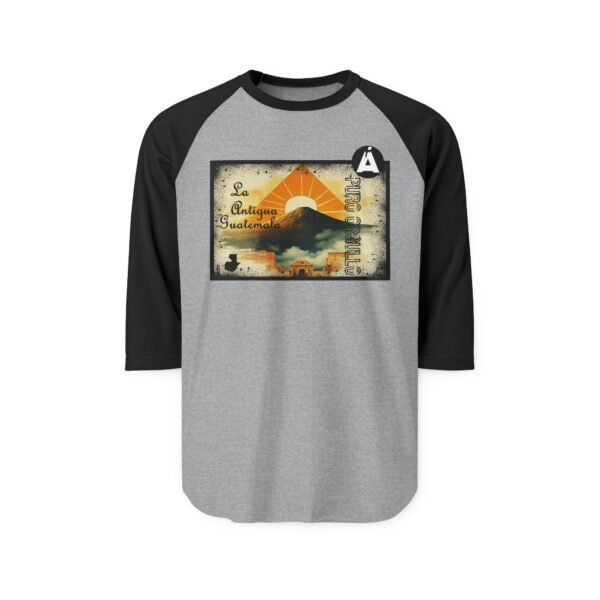 Camiseta de La Antigua Guatemala, manga tres cuartos estilo retro, unisex, para viajeros, ropa de aventura única.