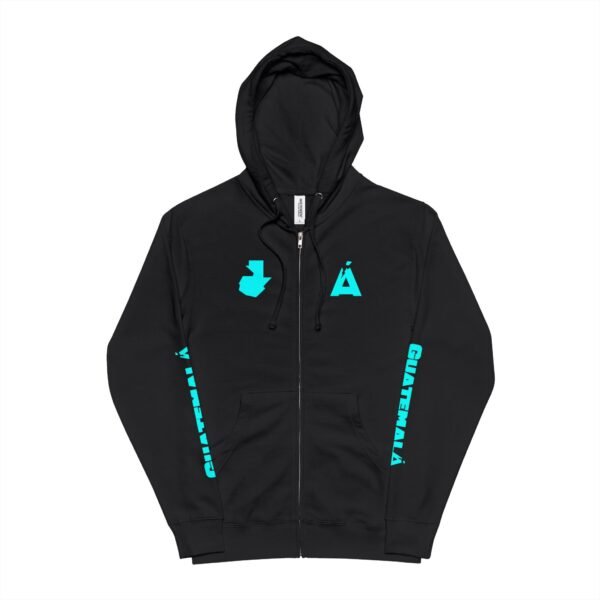 Demuestra tu orgullo guatemalteco con esta sudadera unisex de polar con cremallera, perfecta para aficionados al fútbol y viajeros.