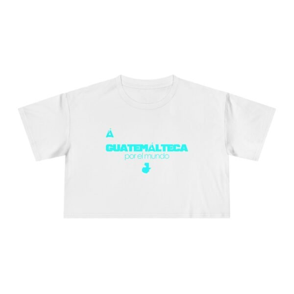 Chic Women's Crop Tee with Turquoise Geometric Design, Stylish Summer Top, Trendy Women's Tee, Casual Wear, Perfect for Festivals, Gifts