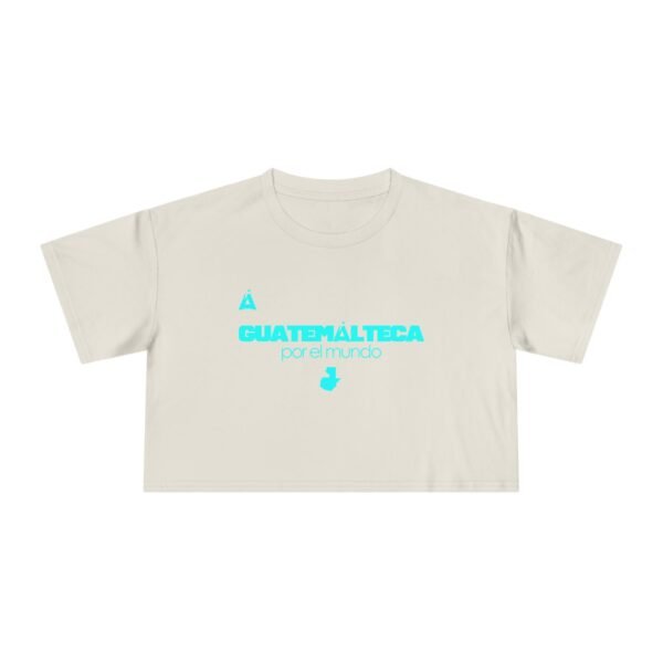 Chic Women's Crop Tee with Turquoise Geometric Design, Stylish Summer Top, Trendy Women's Tee, Casual Wear, Perfect for Festivals, Gifts