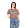 Chic Women's Crop Tee with Turquoise Geometric Design, Stylish Summer Top, Trendy Women's Tee, Casual Wear, Perfect for Festivals, Gifts