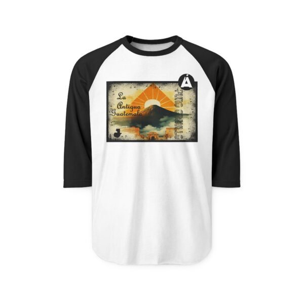 Camiseta de La Antigua Guatemala, manga tres cuartos estilo retro, unisex, para viajeros, ropa de aventura única.