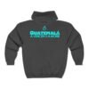 Sudadera deportiva unisex con capucha y cremallera completa con el espíritu futbolístico guatemalteco.