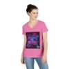 Retro V-Neck T-Shirt with 80's Neon Design, Fun Casual Wear, Perfect for Retro Parties, Birthdays, Gifts for Nostalgia Lovers