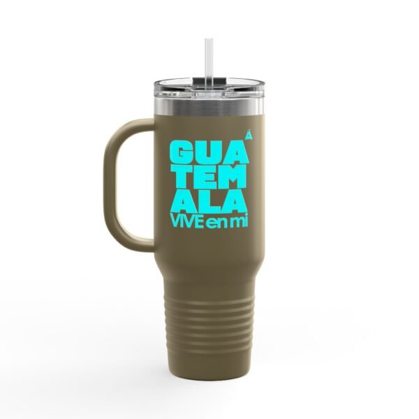 Elegante taza térmica de GUATE, ideal para quienes disfrutan de sus bebidas en movimiento.