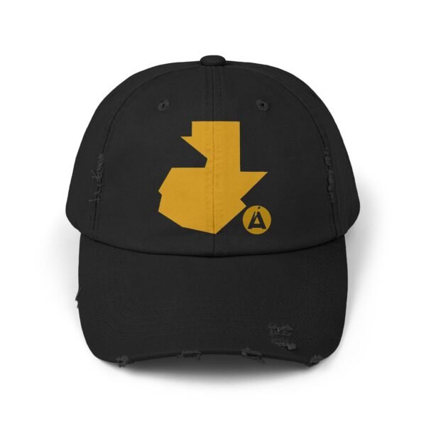 Gorra unisex desgastada y diseño de GUATE, perfecta para aventuras al aire libre.