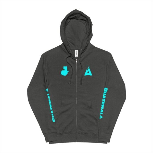 Demuestra tu orgullo guatemalteco con esta sudadera unisex de polar con cremallera, perfecta para aficionados al fútbol y viajeros.