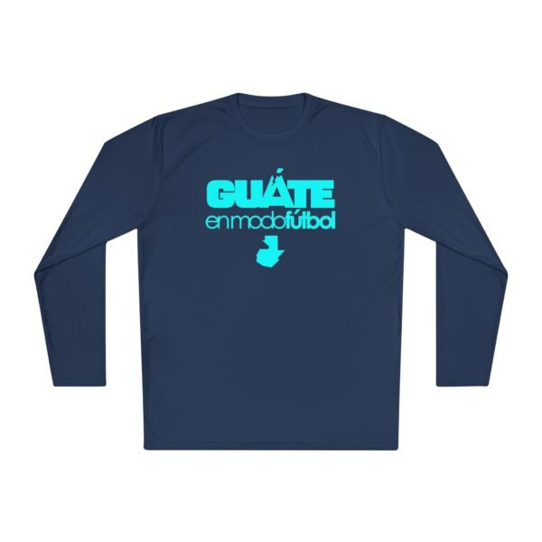 Camiseta unisex ligera manga larga espíritu guatemalteco perfecta para cualquier aficionado al fútbol.