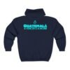 Sudadera deportiva unisex con capucha y cremallera completa con el espíritu futbolístico guatemalteco.