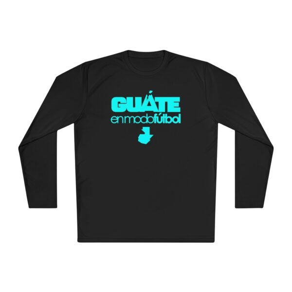 Camiseta unisex ligera manga larga espíritu guatemalteco perfecta para cualquier aficionado al fútbol.