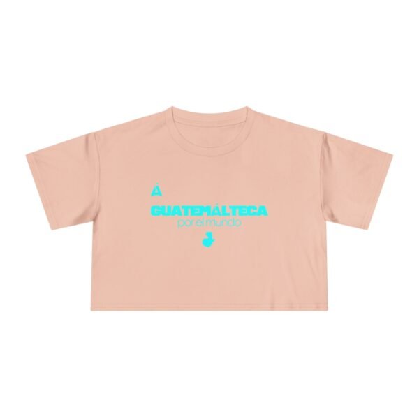 Chic Women's Crop Tee with Turquoise Geometric Design, Stylish Summer Top, Trendy Women's Tee, Casual Wear, Perfect for Festivals, Gifts