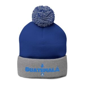 Guatemala Pom-Pom Knit Cap, Cozy Winter Hat, Trendy Beanie, Embroidered Cap, Gifts for Her