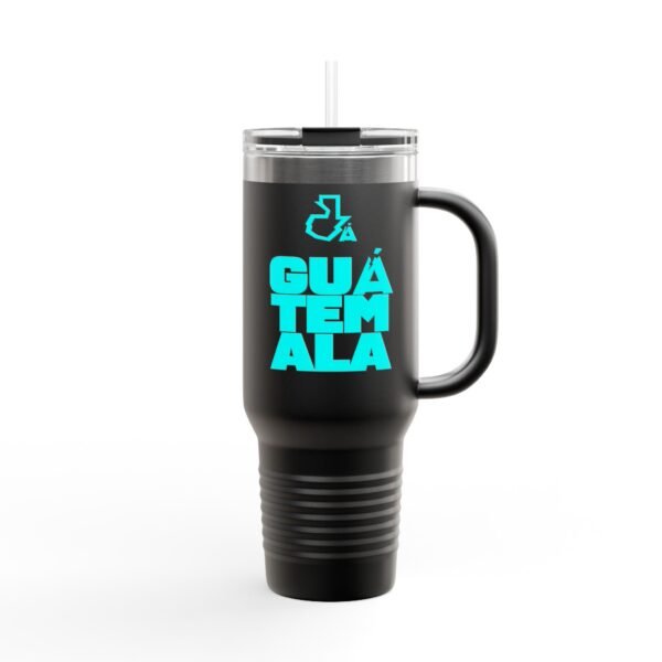 Elegante taza térmica de GUATE, ideal para quienes disfrutan de sus bebidas en movimiento.