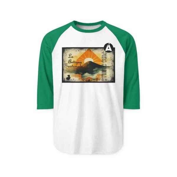 Camiseta de La Antigua Guatemala, manga tres cuartos estilo retro, unisex, para viajeros, ropa de aventura única.