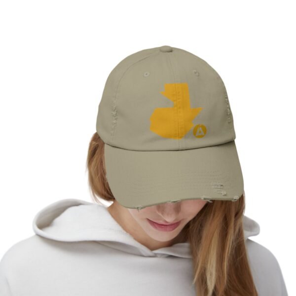 Gorra unisex desgastada y diseño de GUATE, perfecta para aventuras al aire libre.