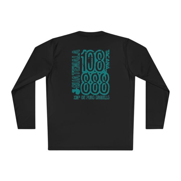 Camiseta unisex de manga larga con postal de ATITLÁN, perfecta para viajeros y amantes de actividades al aire libre.