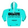 Sudadera unisex con capucha turquesa vibrante, perfecta para salidas informales, estilo colorido y elegante.