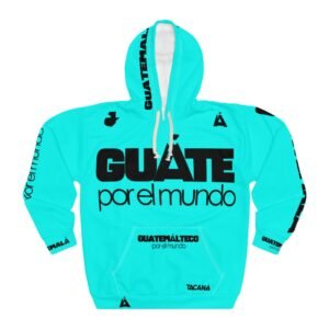 Sudadera unisex con capucha turquesa vibrante, perfecta para salidas informales, estilo colorido y elegante.