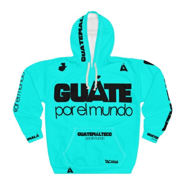 Sudadera unisex con capucha turquesa vibrante, perfecta para salidas informales, estilo colorido y elegante.