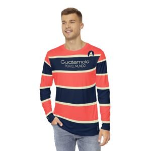 Camisa guatemalteca vibrante de manga larga para hombre, perfecta para combinar de manera informal.