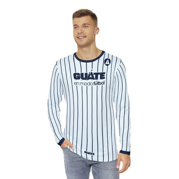 Camisa de manga larga de GUATEMALA con rayas para hombre, perfecta para un look casual y deportivo.