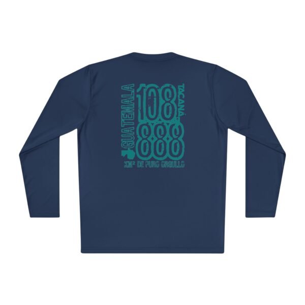 Camiseta unisex de manga larga con postal de ATITLÁN, perfecta para viajeros y amantes de actividades al aire libre.
