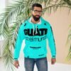 Sudadera unisex con capucha turquesa vibrante, perfecta para salidas informales, estilo colorido y elegante.