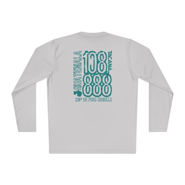 Camiseta unisex de manga larga con postal de ATITLÁN, perfecta para viajeros y amantes de actividades al aire libre.